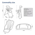 Chaise haute pliable pour bébé, chaise pour nourrisson et tout-petit 3 en 1 portable avec doubles plateaux amovibles, siège d'appoint de voyage compact réglable pour enfants