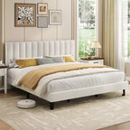 Letto imbottito con piattaforma e testiera trapuntata regolabile, struttura del letto matrimoniale senza rumore, robuste doghe in legno, non è necessaria la rete a molle. Disponibile in versione singola