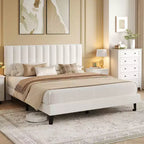 Letto imbottito con piattaforma e testiera trapuntata regolabile, struttura del letto matrimoniale senza rumore, robuste doghe in legno, non è necessaria la rete a molle. Disponibile in versione singola