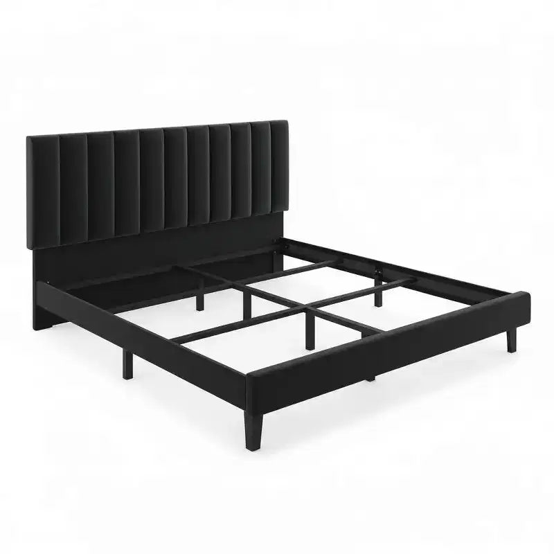 Upholstered Platform Bed with Adjustable Tufted Headboard  Noise-Free Queen Bed Frame, Sturdy Wooden Slats, No Box Spring Needed  Available in Twin