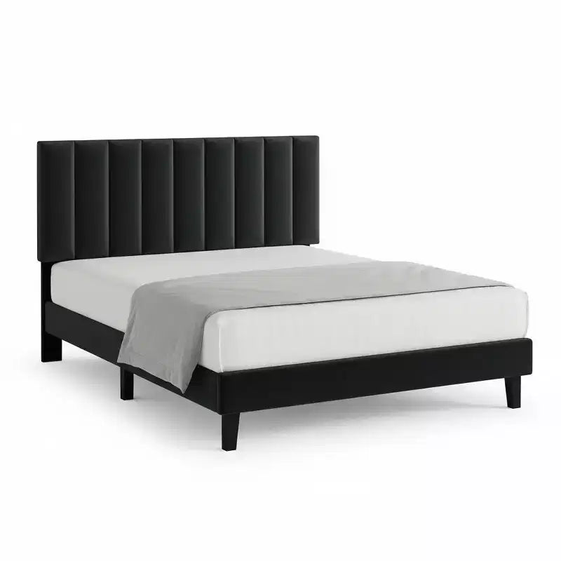 Letto imbottito con piattaforma e testiera trapuntata regolabile, struttura del letto matrimoniale senza rumore, robuste doghe in legno, non è necessaria la rete a molle. Disponibile in versione singola