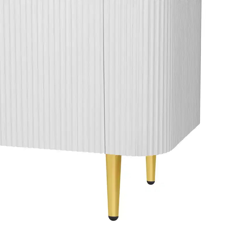 Meuble TV minimaliste JVNOXK de 78,7'' pour téléviseurs jusqu'à 85 pouces, avec 4 compartiments spacieux pour salon, Blanc