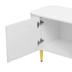 Meuble TV minimaliste JVNOXK de 78,7'' pour téléviseurs jusqu'à 85 pouces, avec 4 compartiments spacieux pour salon, Blanc