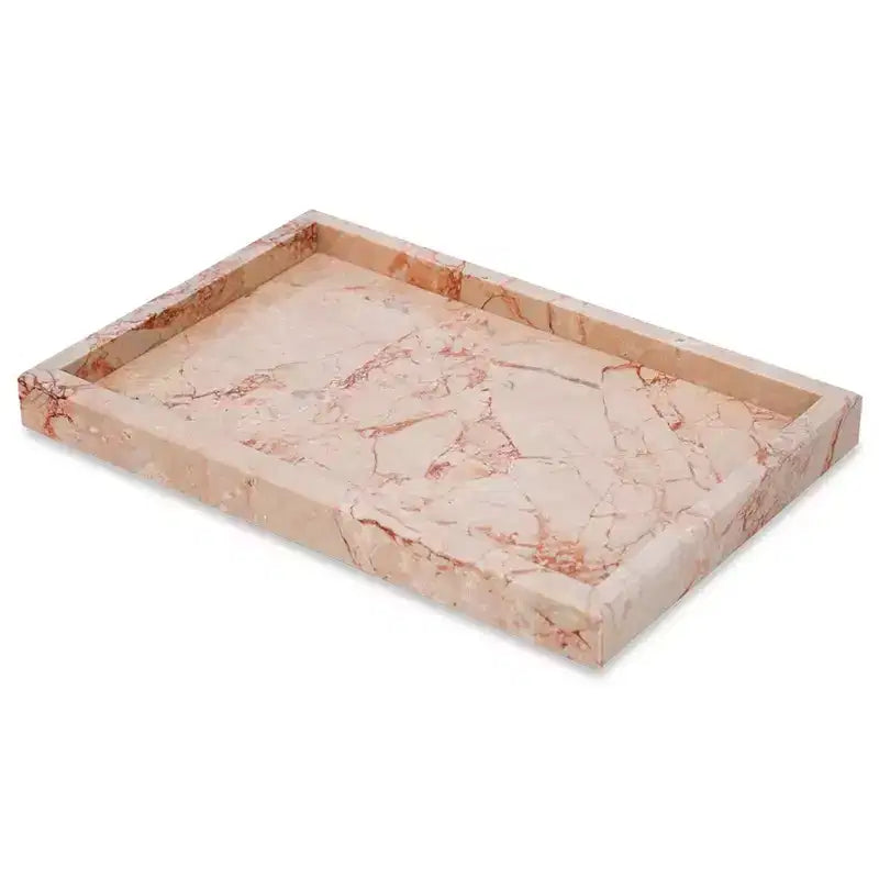 Elegant Natural Marble Jewelry Tray Organizer, Mom's Day Gift Genuine Marble Stone Tray for Vanity Bathroom Home Decor
