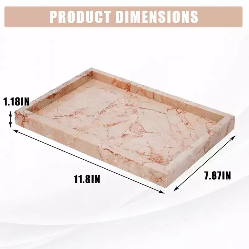 Élégant plateau de rangement à bijoux en marbre naturel, cadeau fête des mères, plateau en marbre véritable pour coiffeuse, salle de bain, décoration intérieure
