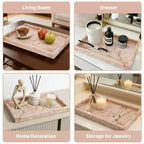 Élégant plateau de rangement à bijoux en marbre naturel, cadeau fête des mères, plateau en marbre véritable pour coiffeuse, salle de bain, décoration intérieure