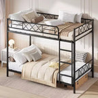 GuatoWave Heavy Duty Space-Saving Twin Over Twin Bunk Bed Frame with Stairs for Adults, Teens & Kids
