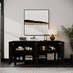 GDFStudio Makena Mobile Buffet Moderno da 59 con 4 Ante a Raggi di Sole e Gambe in Legno Massello