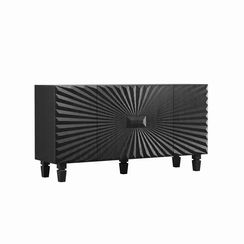 GDFStudio Makena Mobile Buffet Moderno da 59 con 4 Ante a Raggi di Sole e Gambe in Legno Massello