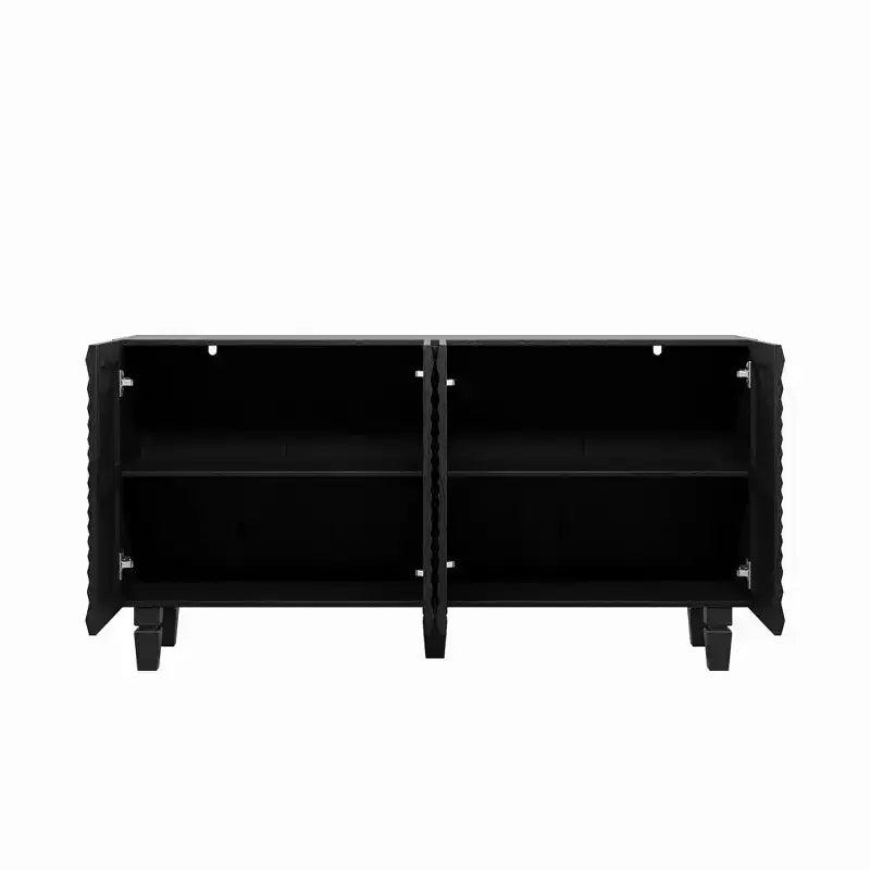GDFStudio Makena Mobile Buffet Moderno da 59 con 4 Ante a Raggi di Sole e Gambe in Legno Massello