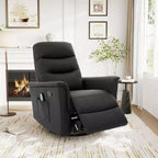 Modern Boucle Upholstered Manual Recliner Chair, Swivel Rocker Recliner Chair with Massage and Adjustable Backrest for Living Room-Panipeachy