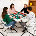 Table de mah-jong et de dominos pliable de 35,4", table de cartes carrée portable pour 4 joueurs avec plateau vert, porte-gobelets et plateaux à jetons pour le poker, les jeux et les puzzles