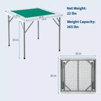 Table de mah-jong et de dominos pliable de 35,4", table de cartes carrée portable pour 4 joueurs avec plateau vert, porte-gobelets et plateaux à jetons pour le poker, les jeux et les puzzles