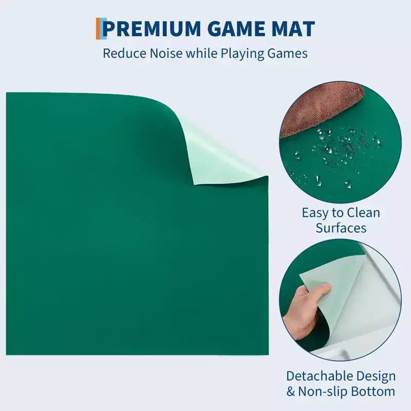 Table de mah-jong et de dominos pliable de 35,4", table de cartes carrée portable pour 4 joueurs avec plateau vert, porte-gobelets et plateaux à jetons pour le poker, les jeux et les puzzles