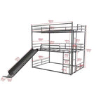 Letto a soppalco in metallo full size Luxystar con scivolo e scaletta per la camera dei bambini, nero