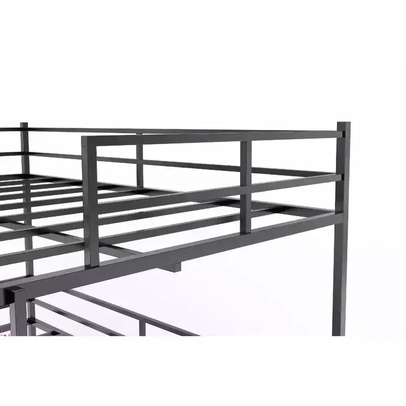 Lit mezzanine en métal pleine grandeur Luxystar avec toboggan et échelle pour chambre d'enfant, noir