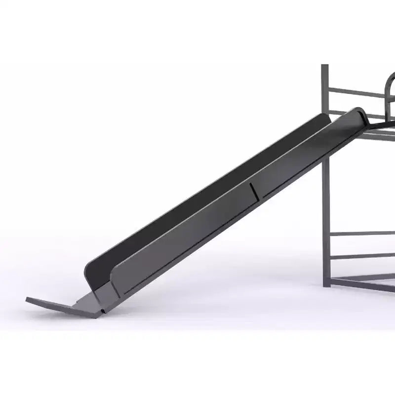 Letto a soppalco in metallo full size Luxystar con scivolo e scaletta per la camera dei bambini, nero