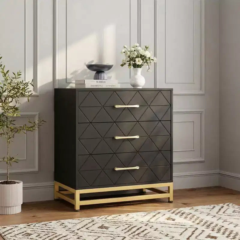 3 Drawer Dresser for Bedroom & Closet, Tall Narrow Chest with Soft Close & Anti-Tip Kit, 28.7 High Space-Saving Storage Organizer