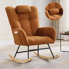 2 chaises à bascule modernes en tissu rembourré pour animaux en peluche, dossier haut et siège rembourré, poche latérale pour chambre d'enfant, salon, bureau