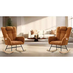 2 chaises à bascule modernes en tissu rembourré pour animaux en peluche, dossier haut et siège rembourré, poche latérale pour chambre d'enfant, salon, bureau