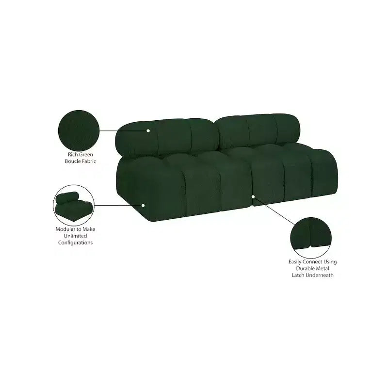 Divano modulare Meridian Furniture Ames in tessuto Bouclé verde