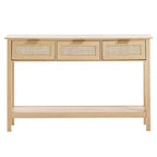 GDFStudio Leonid Consolle in Legno Moderno e Rattan con 3 Cassetti