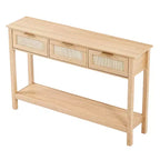 GDFStudio Leonid Consolle in Legno Moderno e Rattan con 3 Cassetti