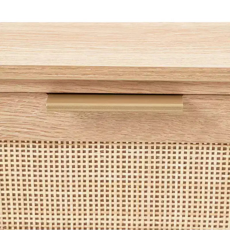 GDFStudio Leonid Consolle in Legno Moderno e Rattan con 3 Cassetti