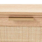 GDFStudio Leonid Consolle in Legno Moderno e Rattan con 3 Cassetti