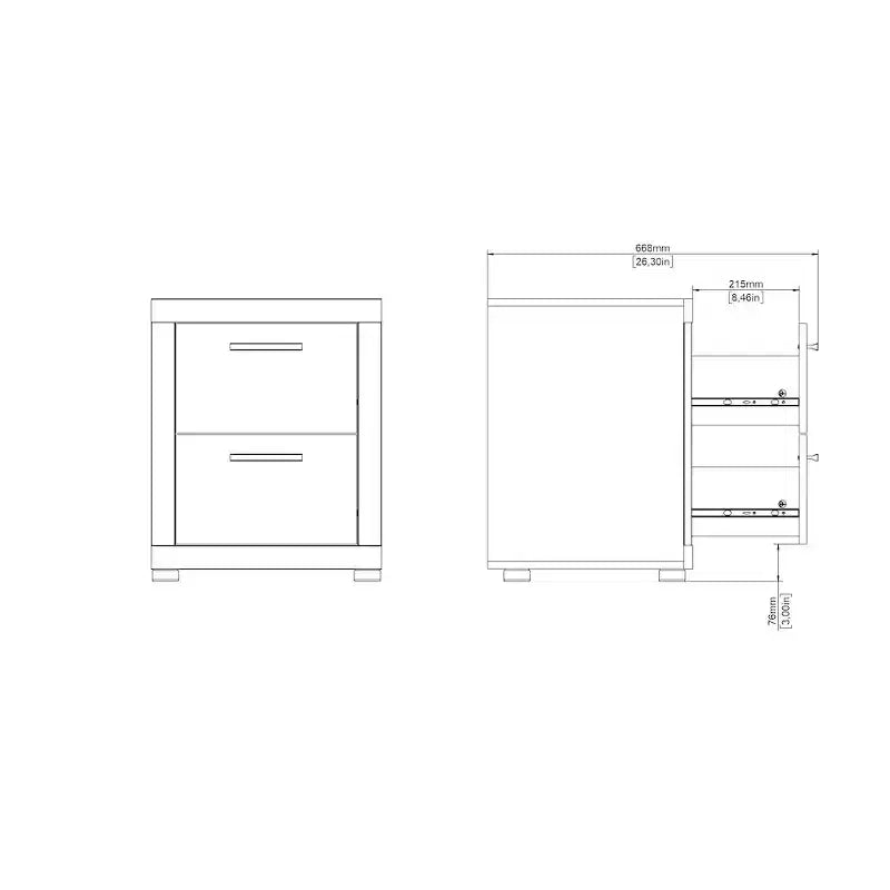 Tvilum, Set camera da letto Mira 3 pezzi - Comò doppio a 6 cassetti e set 2 comodini, Jackson Hickory