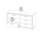Tvilum, Set camera da letto Mira 3 pezzi - Comò doppio a 6 cassetti e set 2 comodini, Jackson Hickory