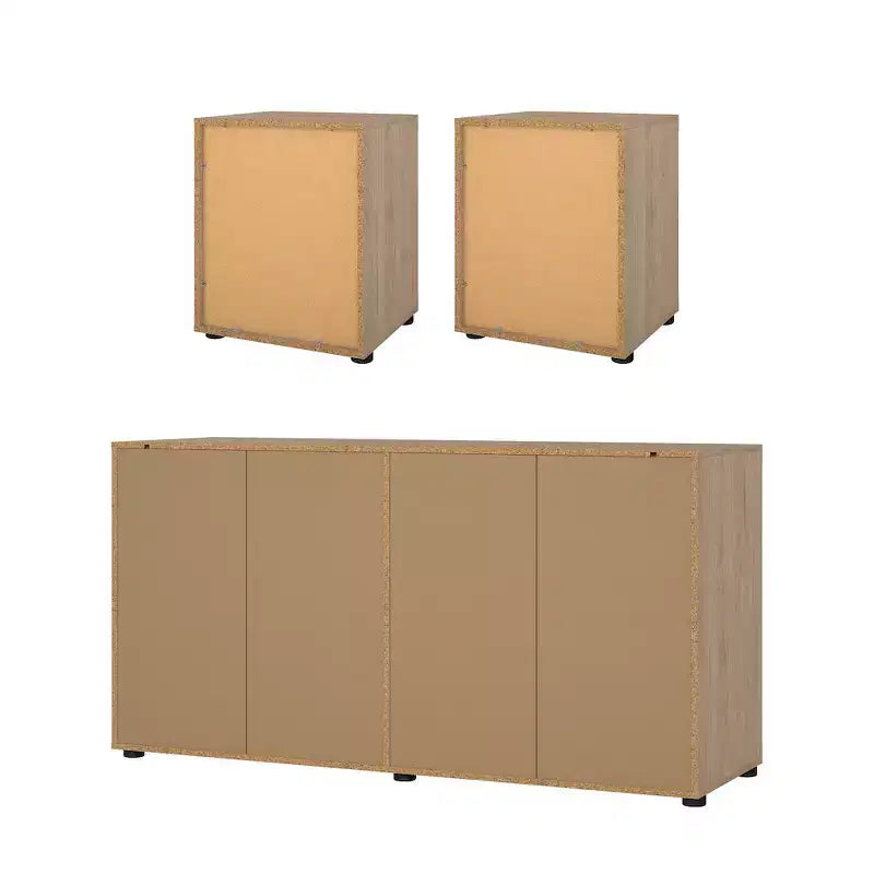 Tvilum, Set camera da letto Mira 3 pezzi - Comò doppio a 6 cassetti e set 2 comodini, Jackson Hickory