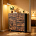 JIONJOY 10-Drawer Storage Cabinet - Easy Assembly Organizer for Bedroom, with Qnti-Toppling Design and Adjustable Feet, antique walnut