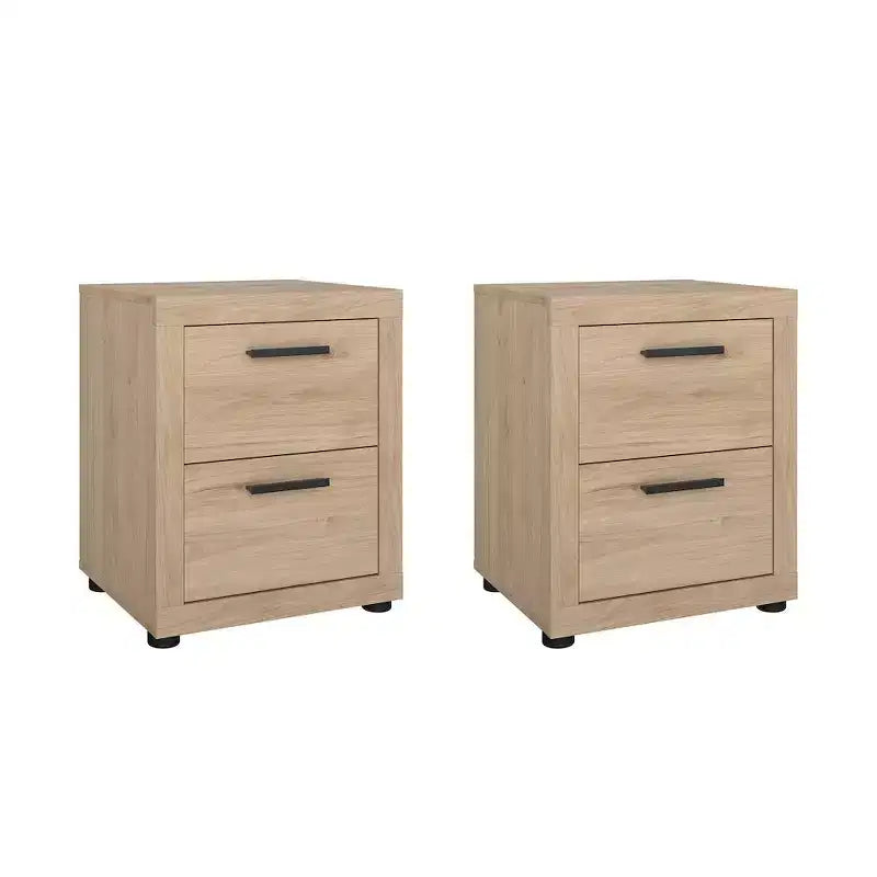 Tvilum, Mira 2 Drawer Nightstand - Set of 2, Jackson Hickory