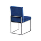 Meridian Furniture Giselle, Sedia da pranzo in velluto blu, set da 2