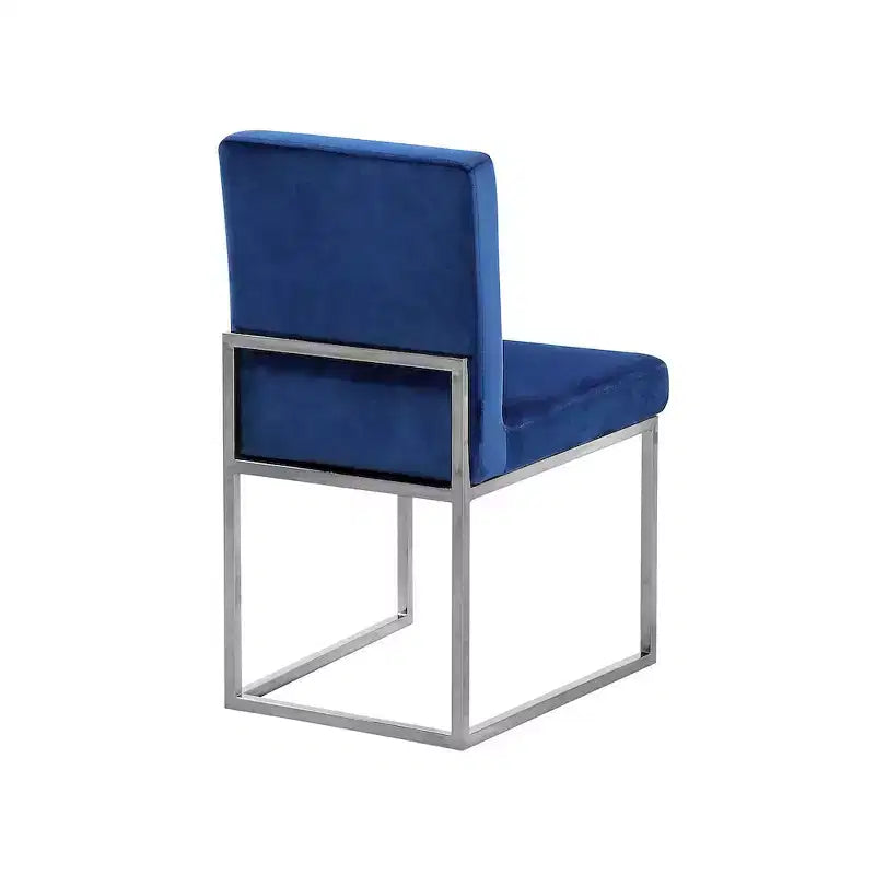 Meridian Furniture Giselle, Sedia da pranzo in velluto blu, set da 2