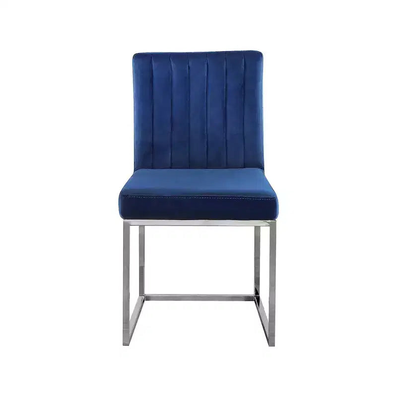 Meridian Furniture Giselle, Sedia da pranzo in velluto blu, set da 2