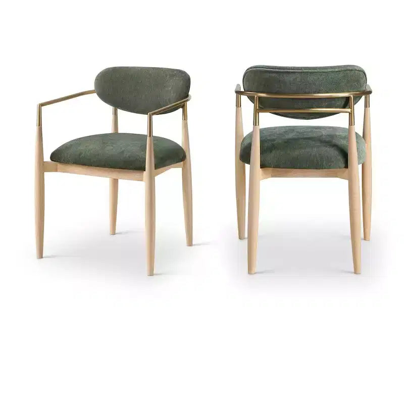 Meridian Furniture Riccio Olive Performance Fabric Upholstered Dining Arm Chair, Set of 2