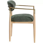 Chaise de salle à manger capitonnée en tissu performant Olive Riccio de Meridian Furniture avec accoudoirs, lot de 2