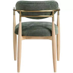 Chaise de salle à manger capitonnée en tissu performant Olive Riccio de Meridian Furniture avec accoudoirs, lot de 2