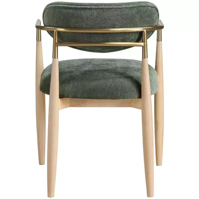 Chaise de salle à manger capitonnée en tissu performant Olive Riccio de Meridian Furniture avec accoudoirs, lot de 2