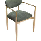 Chaise de salle à manger capitonnée en tissu performant Olive Riccio de Meridian Furniture avec accoudoirs, lot de 2