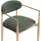 Chaise de salle à manger capitonnée en tissu performant Olive Riccio de Meridian Furniture avec accoudoirs, lot de 2