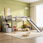 Letto a soppalco matrimoniale Luxystar con scivolo e scaletta contenitore per la cameretta dei bambini