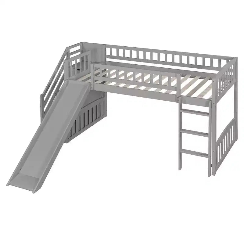 Letto a soppalco matrimoniale Luxystar con scivolo e scaletta contenitore per la cameretta dei bambini
