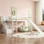 Letto a soppalco matrimoniale Luxystar con scivolo e scaletta contenitore per la cameretta dei bambini