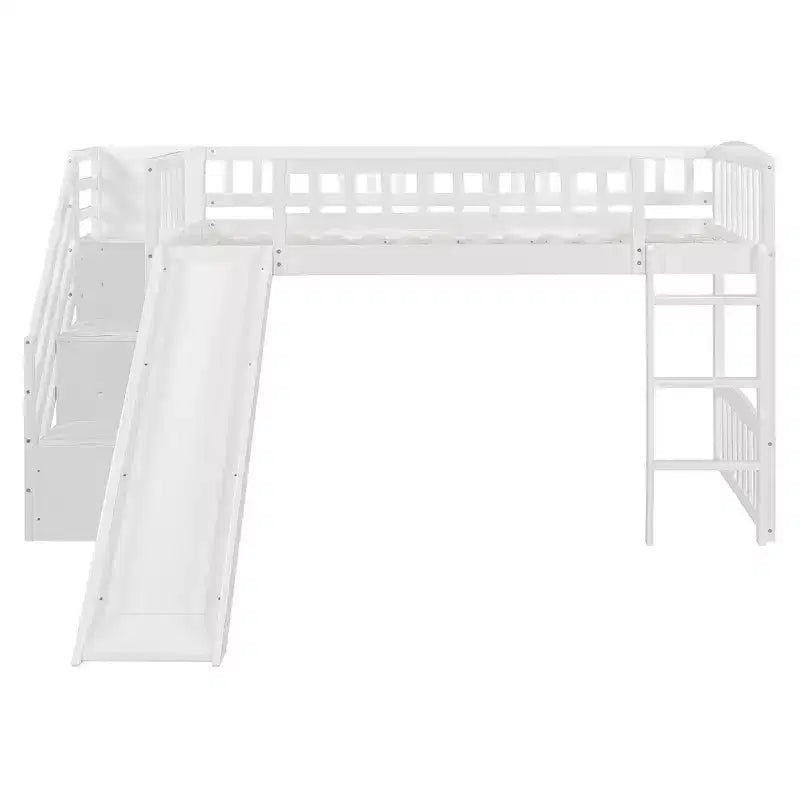 Letto a soppalco matrimoniale Luxystar con scivolo e scaletta contenitore per la cameretta dei bambini