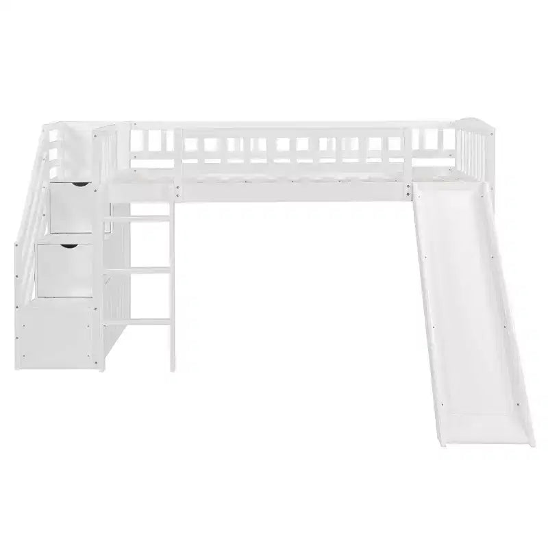 Letto a soppalco matrimoniale Luxystar con scivolo e scaletta contenitore per la cameretta dei bambini