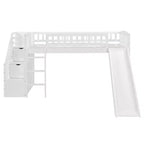 Letto a soppalco matrimoniale Luxystar con scivolo e scaletta contenitore per la cameretta dei bambini