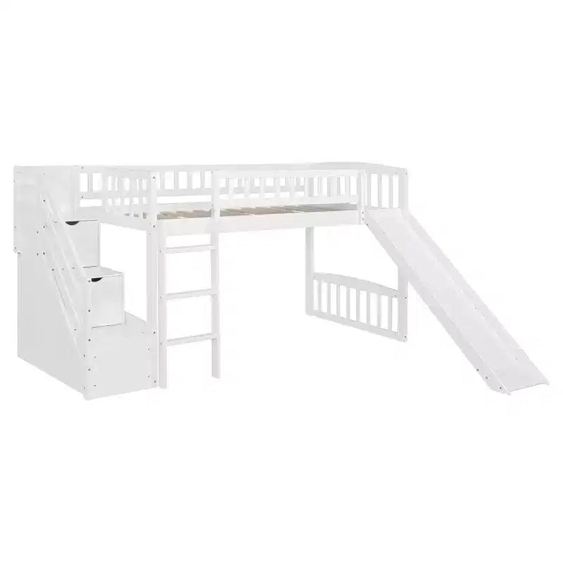 Letto a soppalco matrimoniale Luxystar con scivolo e scaletta contenitore per la cameretta dei bambini